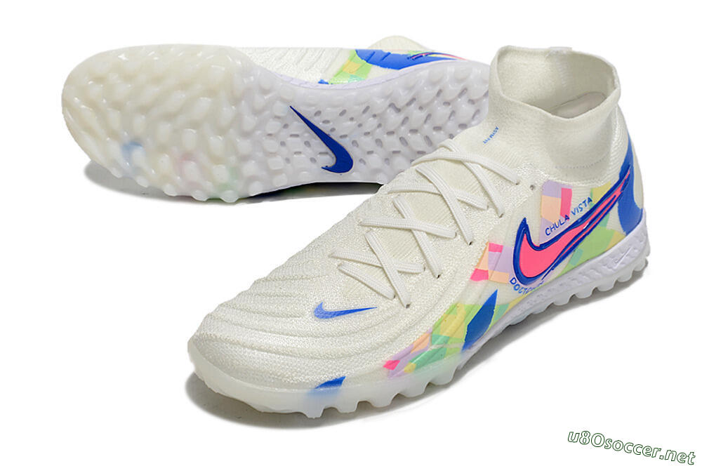 Men's Nike Phantom Luna Elite NU TF Football Shoes - Beige/Blue/Yellow/Pink 3