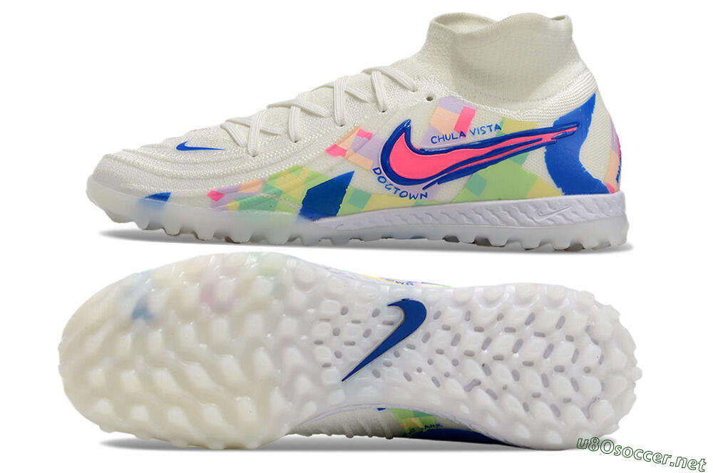 Men's Nike Phantom Luna Elite NU TF Football Shoes - Beige/Blue/Yellow/Pink 1