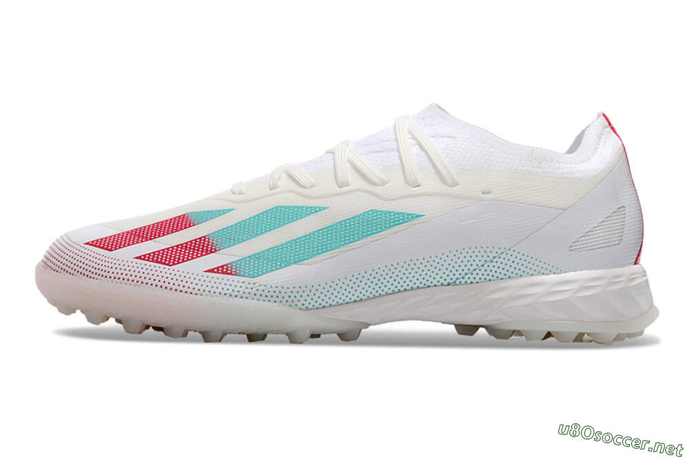 Men's Adidas X Crazyfast.1 TF Football Shoes - White/Red/Jade 0
