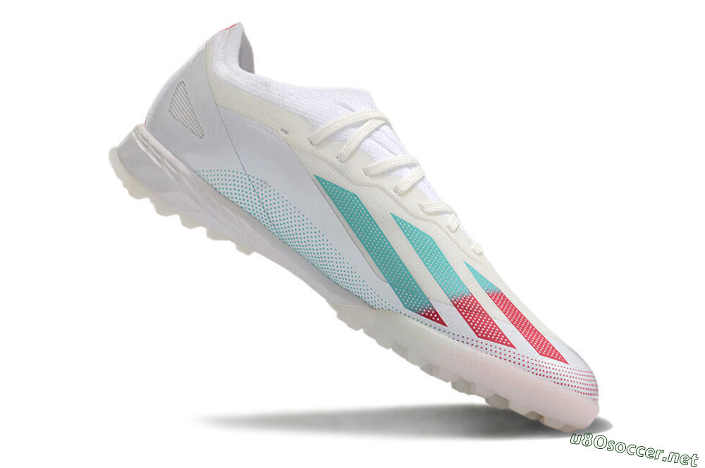 Men's Adidas X Crazyfast.1 TF Football Shoes - White/Red/Jade 4
