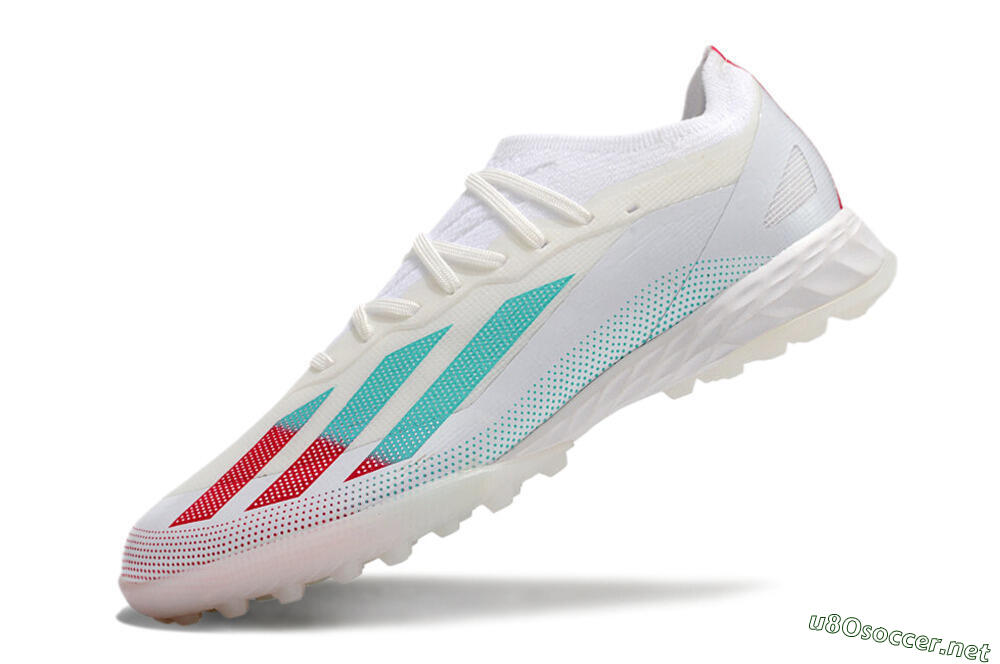 Men's Adidas X Crazyfast.1 TF Football Shoes - White/Red/Jade 5