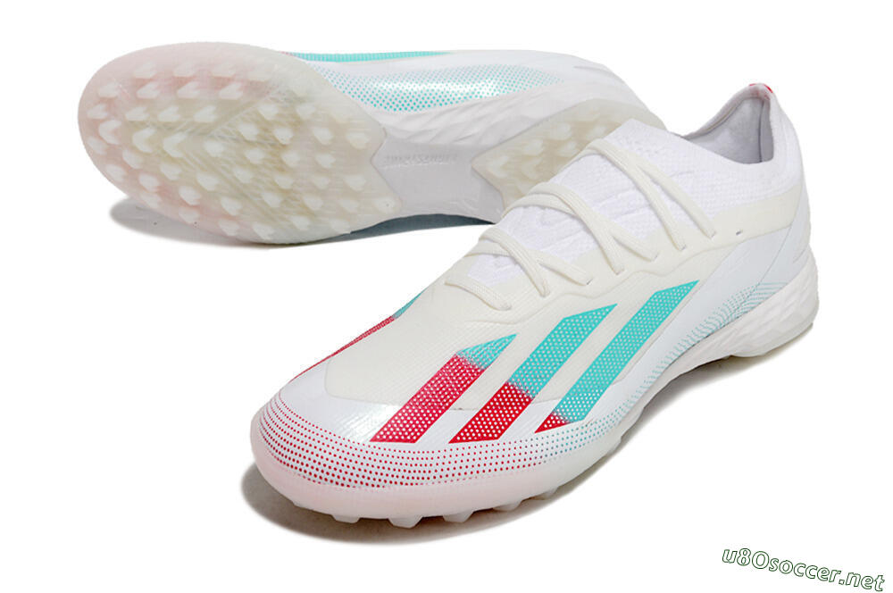 Men's Adidas X Crazyfast.1 TF Football Shoes - White/Red/Jade 3