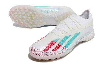 Men's Adidas X Crazyfast.1 TF Football Shoes - White/Red/Jade