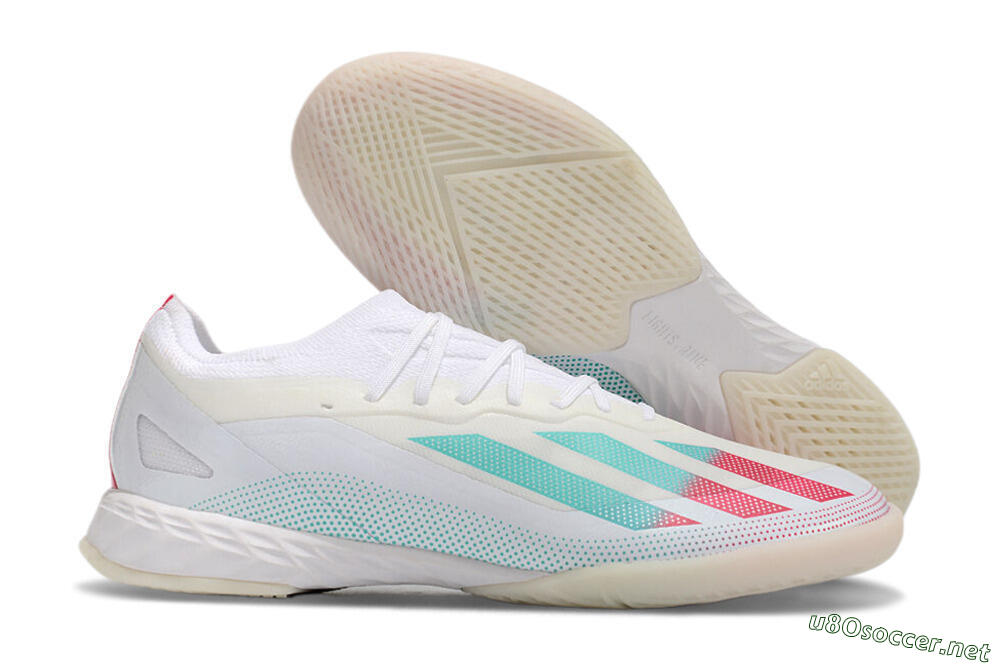 Men's Adidas X Crazyfast.1 IC Football Shoes - White/Red/Jade 2