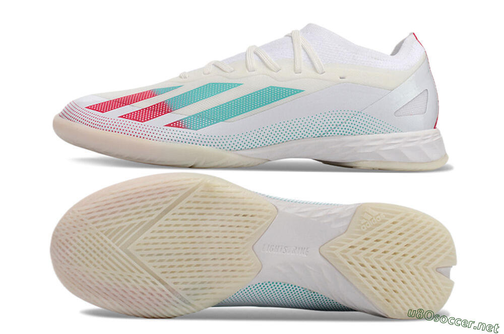 Men's Adidas X Crazyfast.1 IC Football Shoes - White/Red/Jade 1
