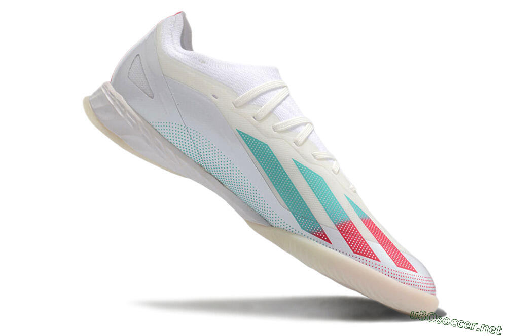 Men's Adidas X Crazyfast.1 IC Football Shoes - White/Red/Jade 4