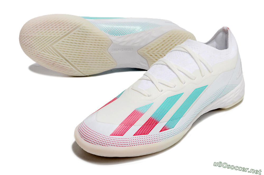 Men's Adidas X Crazyfast.1 IC Football Shoes - White/Red/Jade 3