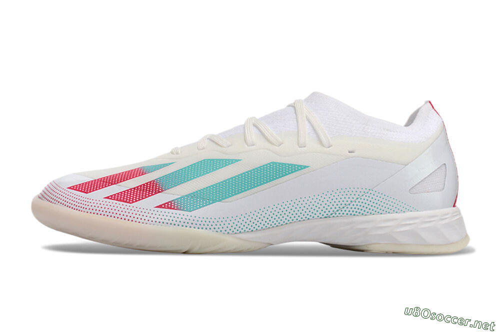 Men's Adidas X Crazyfast.1 IC Football Shoes - White/Red/Jade 0