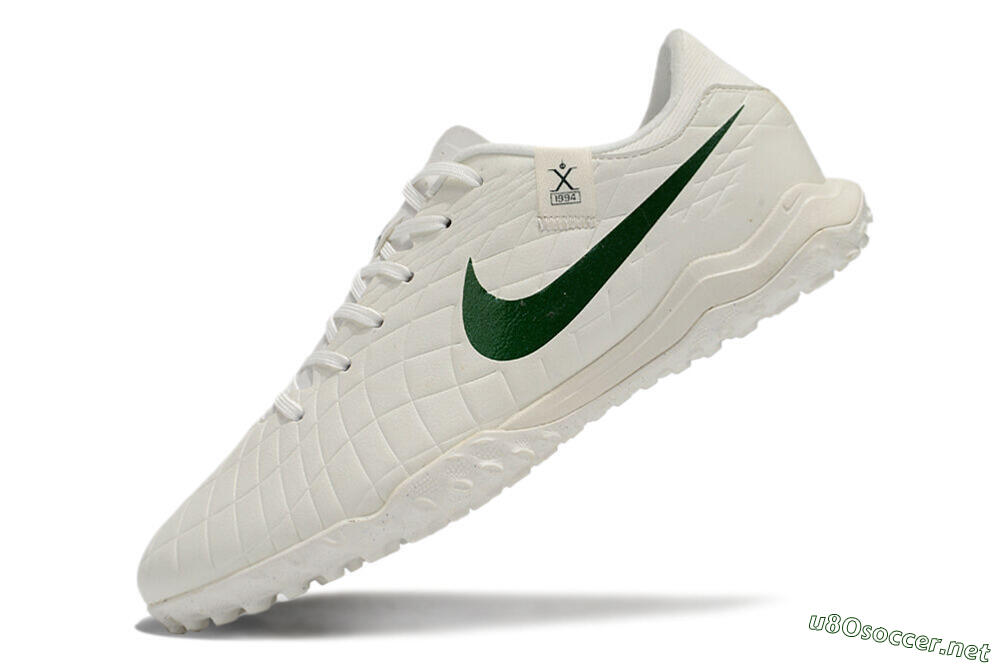 Men's Nike Tiempo Legend 10 Academy TF Football Shoes - White/Green 5