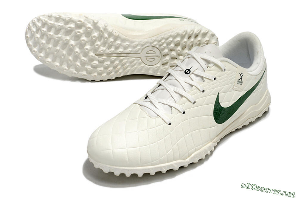Men's Nike Tiempo Legend 10 Academy TF Football Shoes - White/Green 3