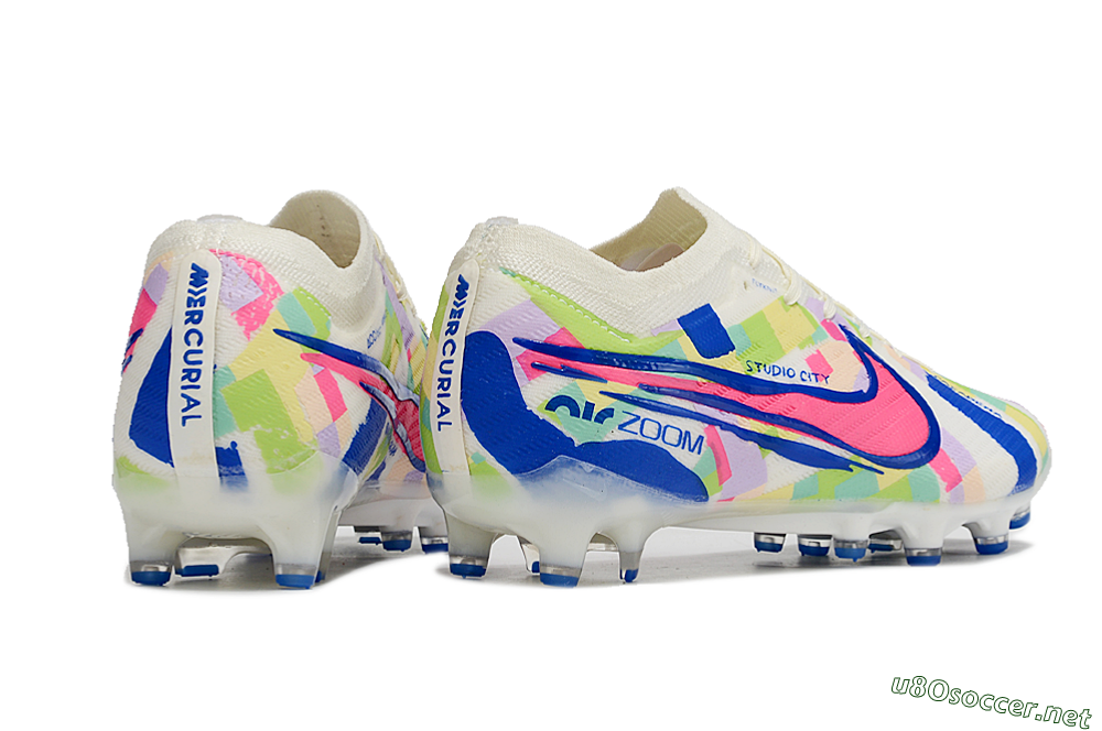 Men's Nike Air Zoom Mercurial Vapor 15 Elite AG Football Boots - Beige/Blue/Yellow/Pink 6
