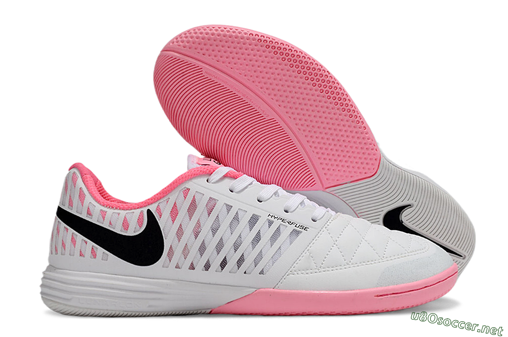 Men's Nike Lunar Gato 2 IC Football Shoes - White/Pink/Black 2