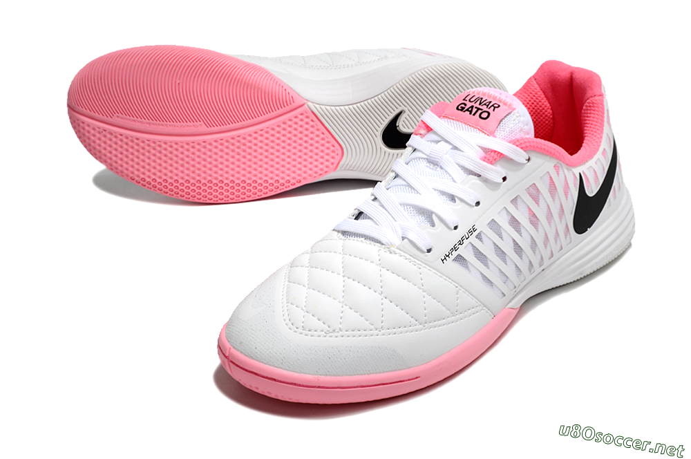 Men's Nike Lunar Gato 2 IC Football Shoes - White/Pink/Black 3
