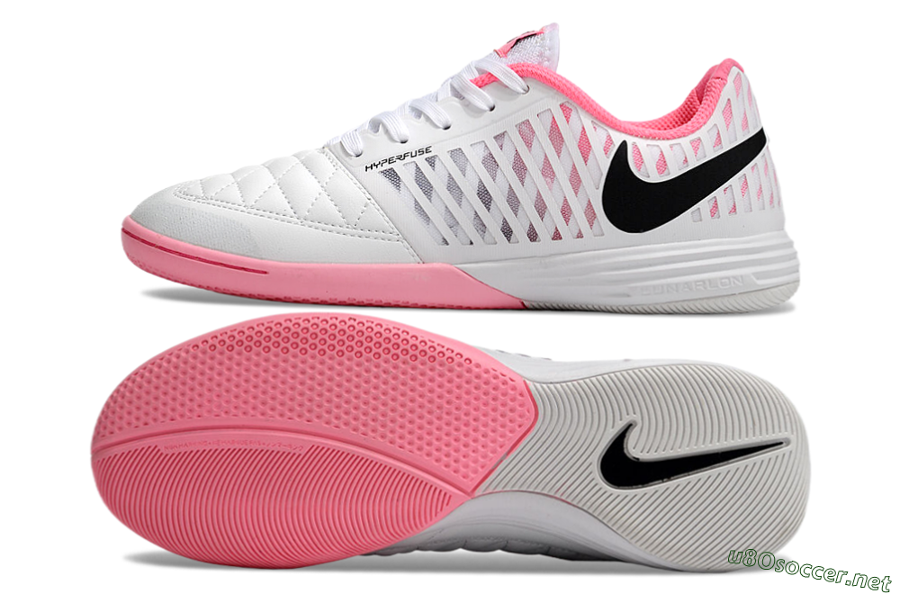 Men's Nike Lunar Gato 2 IC Football Shoes - White/Pink/Black 1