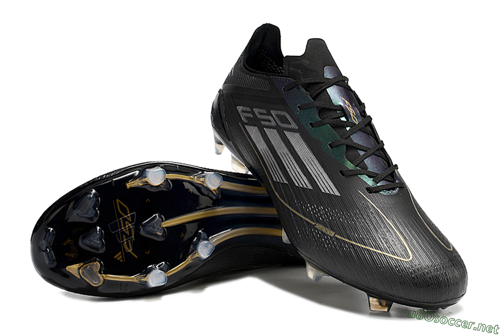 Men's Adidas F50 Adizero FG Football Boots - Black/Gold/Silver 0