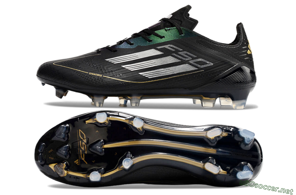Men's Adidas F50 Adizero FG Football Boots - Black/Gold/Silver 1