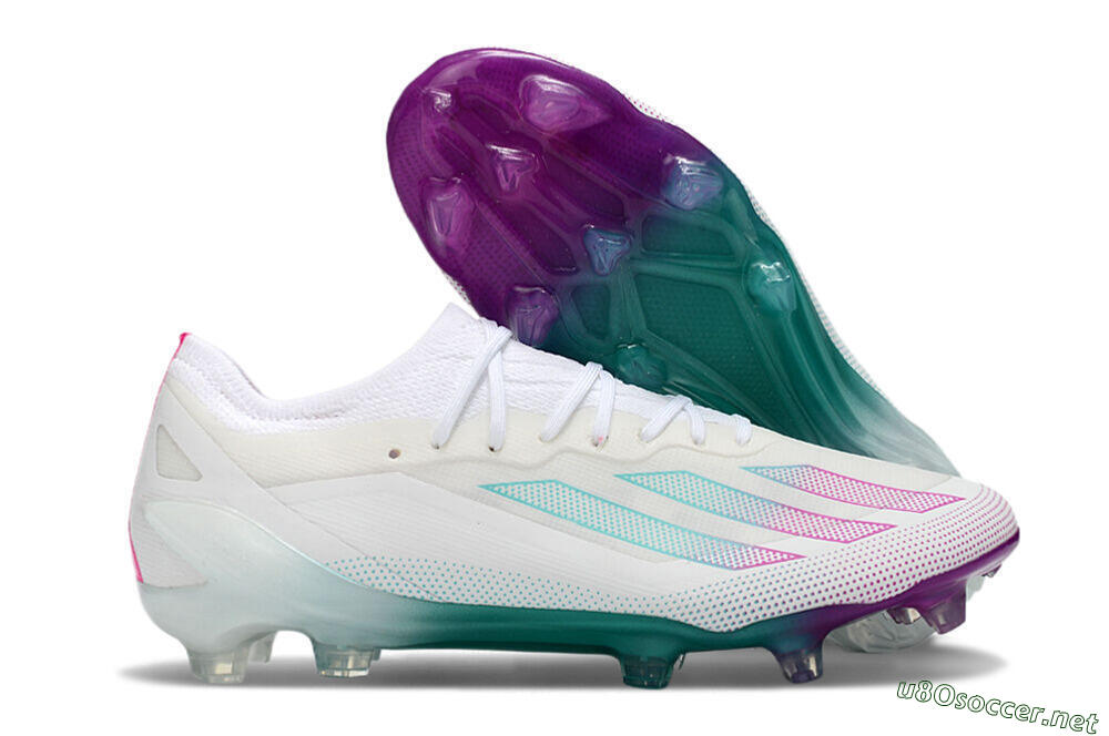 Men's Adidas X23 crazyfast.1 Messi FG Football Boots - White/Pink/Green 2