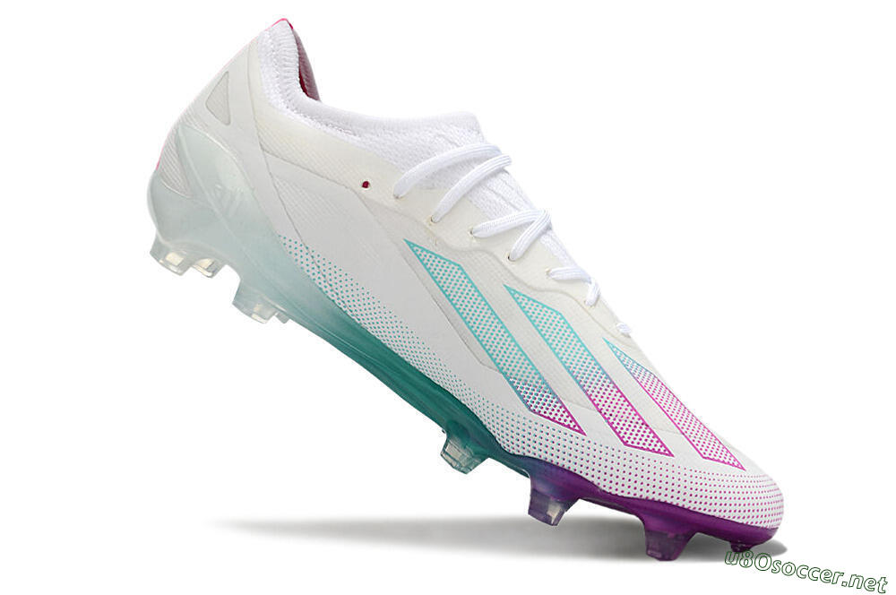 Men's Adidas X23 crazyfast.1 Messi FG Football Boots - White/Pink/Green 4