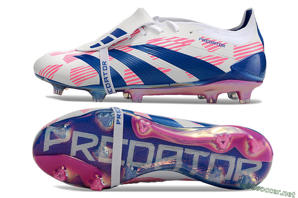 Men's Adidas Predator Elite Foldover Tongue FG Football Boots - White/Pink/Blue 1