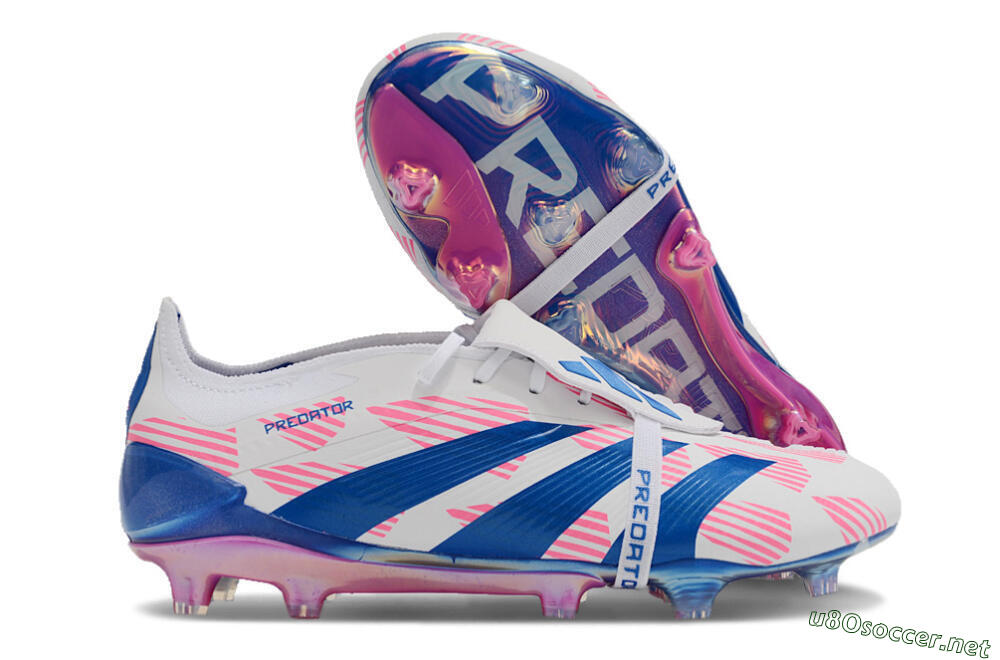 Men's Adidas Predator Elite Foldover Tongue FG Football Boots - White/Pink/Blue 2