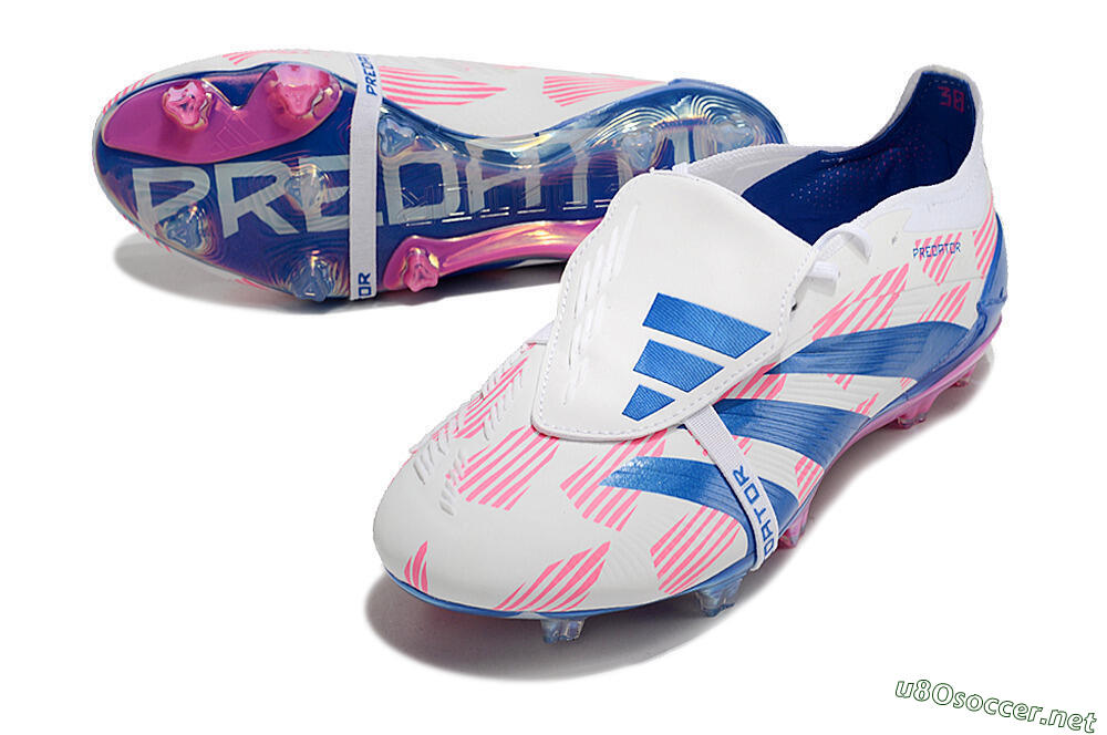 Men's Adidas Predator Elite Foldover Tongue FG Football Boots - White/Pink/Blue 3