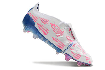 Men's Adidas Predator Elite Foldover Tongue FG Football Boots - White/Pink/Blue