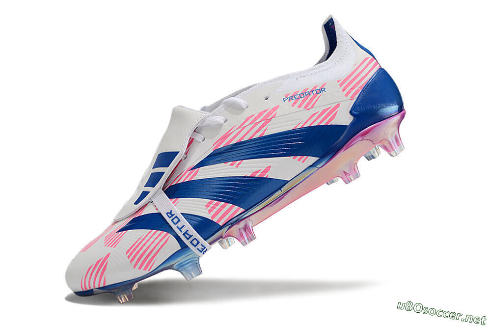 Men's Adidas Predator Elite Foldover Tongue FG Football Boots - White/Pink/Blue 5
