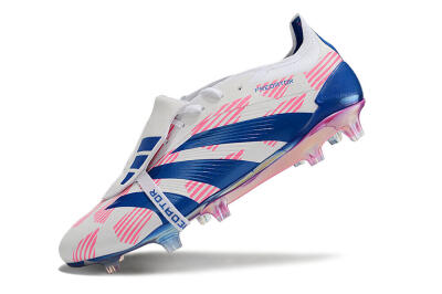 Men's Adidas Predator Elite Foldover Tongue FG Football Boots - White/Pink/Blue