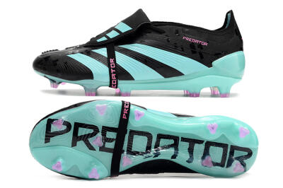 Men's Adidas Predator Elite Foldover Tongue FG Football Boots - Black/Jade/Purple