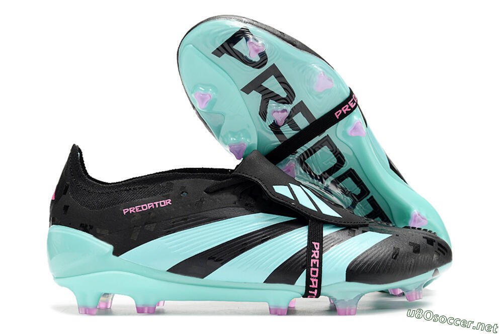 Men's Adidas Predator Elite Foldover Tongue FG Football Boots - Black/Jade/Purple 2