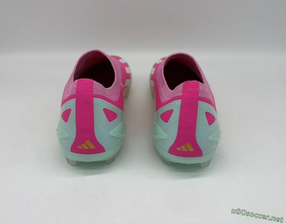 Men's Adidas X Crazyfast+ Laceless FG Football Boots - Pink/White/Gold/Jade