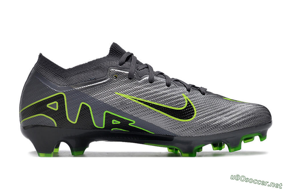 Unisex Nike Air Zoom Mercurial Vapor 15 Elite FG Football Boots - Silver/Grey/Green 4