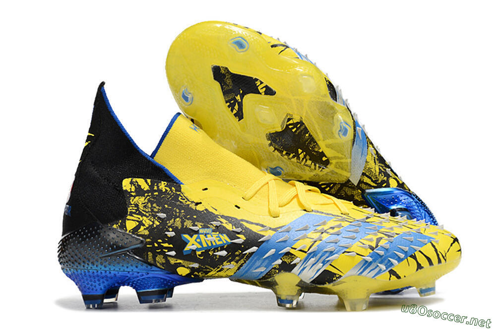 Unisex Adidas Predator Freak.1 Marvel FG Football Boots - Yellow/Blue/Black 2