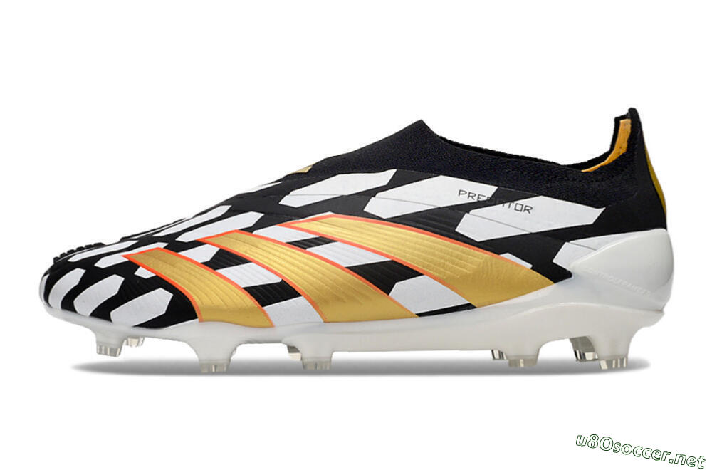 Men's Adidas Predator 24 Elite Laceless FG Football Boots - Black/White/Gold 0