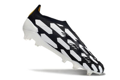Men's Adidas Predator 24 Elite Laceless FG Football Boots - Black/White/Gold
