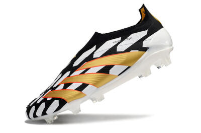 Men's Adidas Predator 24 Elite Laceless FG Football Boots - Black/White/Gold