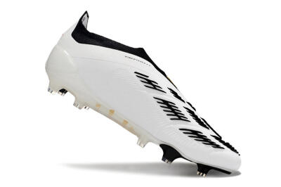 Men's Adidas Predator 24 Elite Laceless FG Football Boots - White/Gold/Black