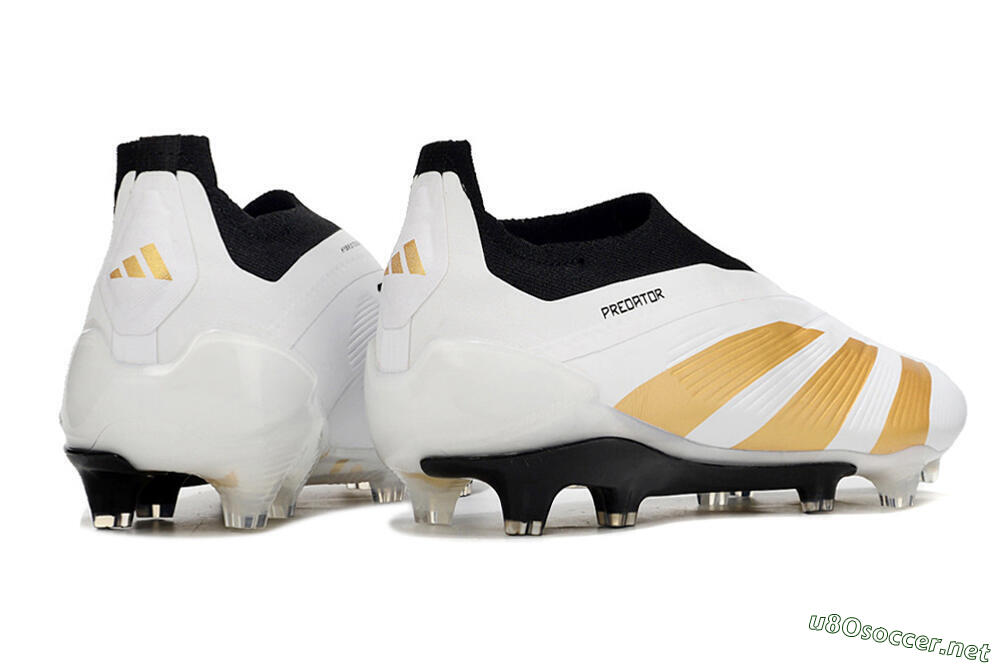 Men's Adidas Predator 24 Elite Laceless FG Football Boots - White/Gold/Black 6