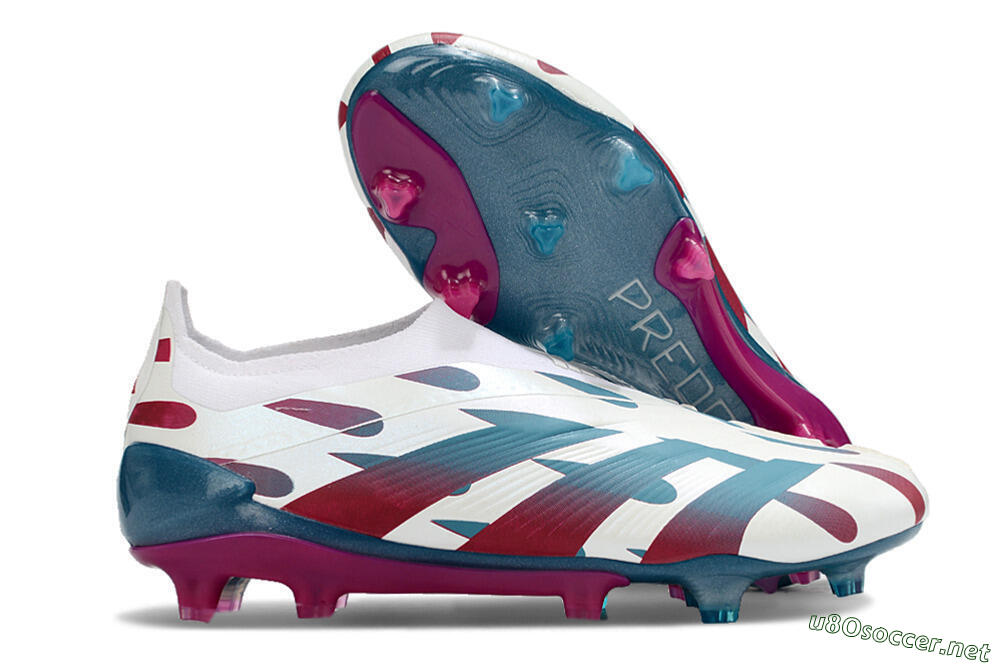 Men's Adidas Predator 24 Elite Laceless FG Football Boots - Beige/Blue/Red 2