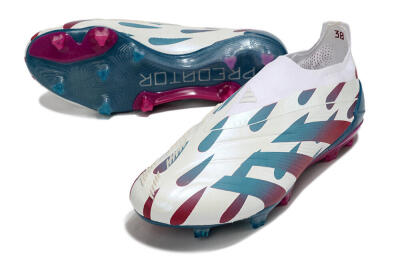 Men's Adidas Predator 24 Elite Laceless FG Football Boots - Beige/Blue/Red