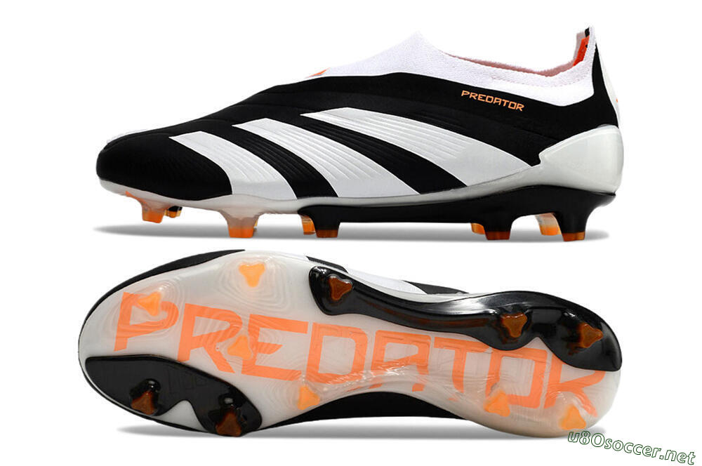 Men's Adidas Predator 24 Elite Laceless FG Football Boots - Black/White/Orange 1