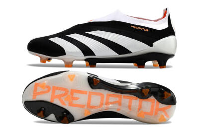 Men's Adidas Predator 24 Elite Laceless FG Football Boots - Black/White/Orange