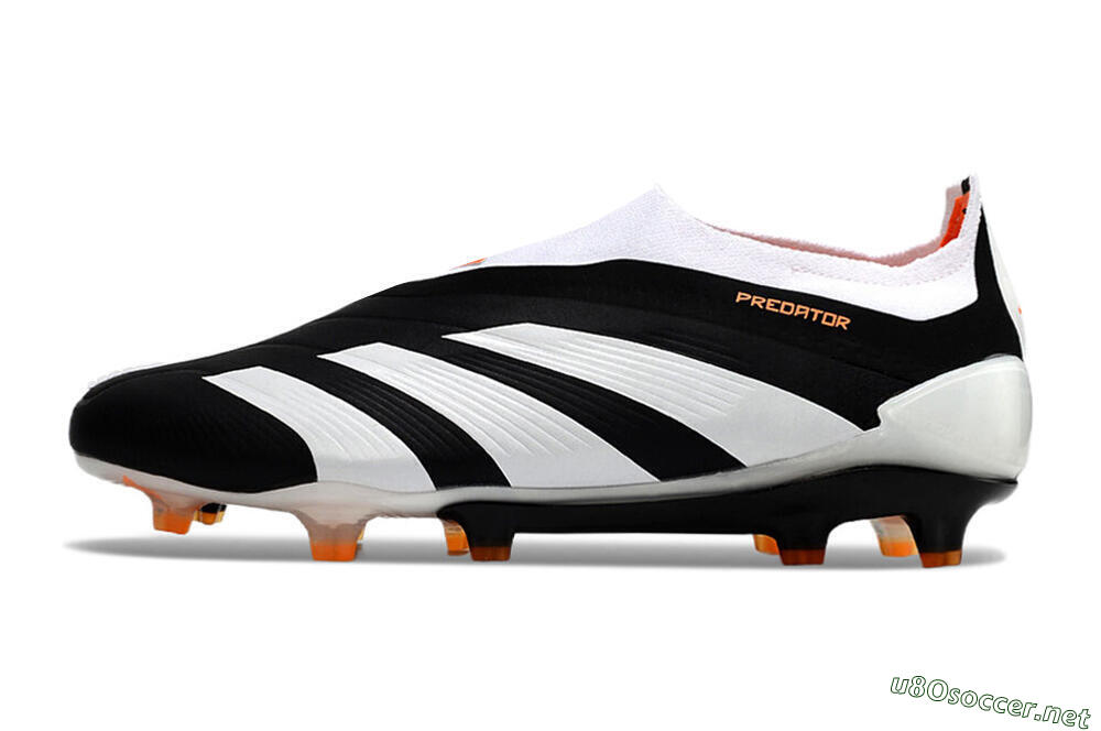 Men's Adidas Predator 24 Elite Laceless FG Football Boots - Black/White/Orange 0