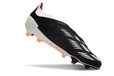 Men's Adidas Predator 24 Elite Laceless FG Football Boots - Black/White/Orange