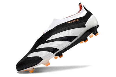 Men's Adidas Predator 24 Elite Laceless FG Football Boots - Black/White/Orange