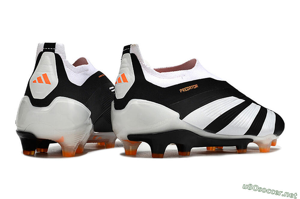Men's Adidas Predator 24 Elite Laceless FG Football Boots - Black/White/Orange 6