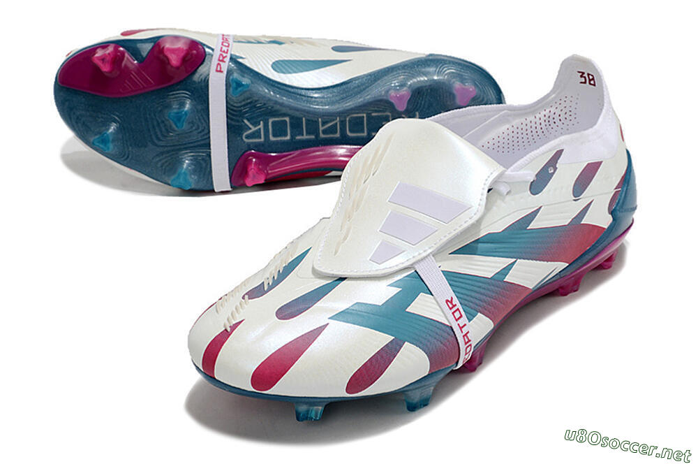 Men's Adidas Predator Elite Foldover Tongue FG Football Boots - White/Blue/Red 3