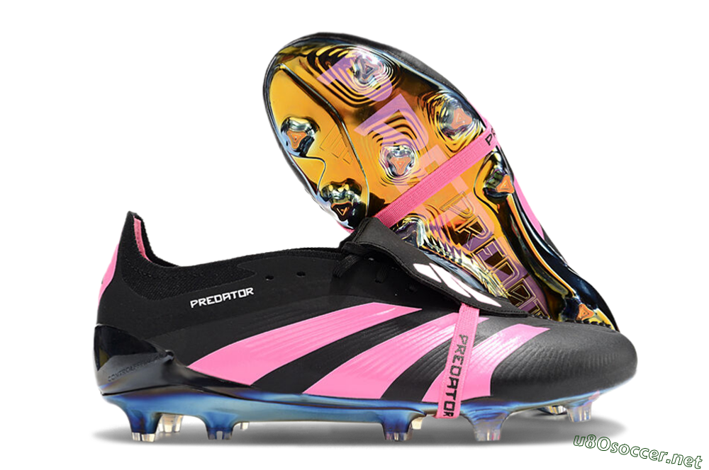 Men's Adidas Predator Elite Foldover Tongue FG Football Boots - Black/Pink/Gold 2
