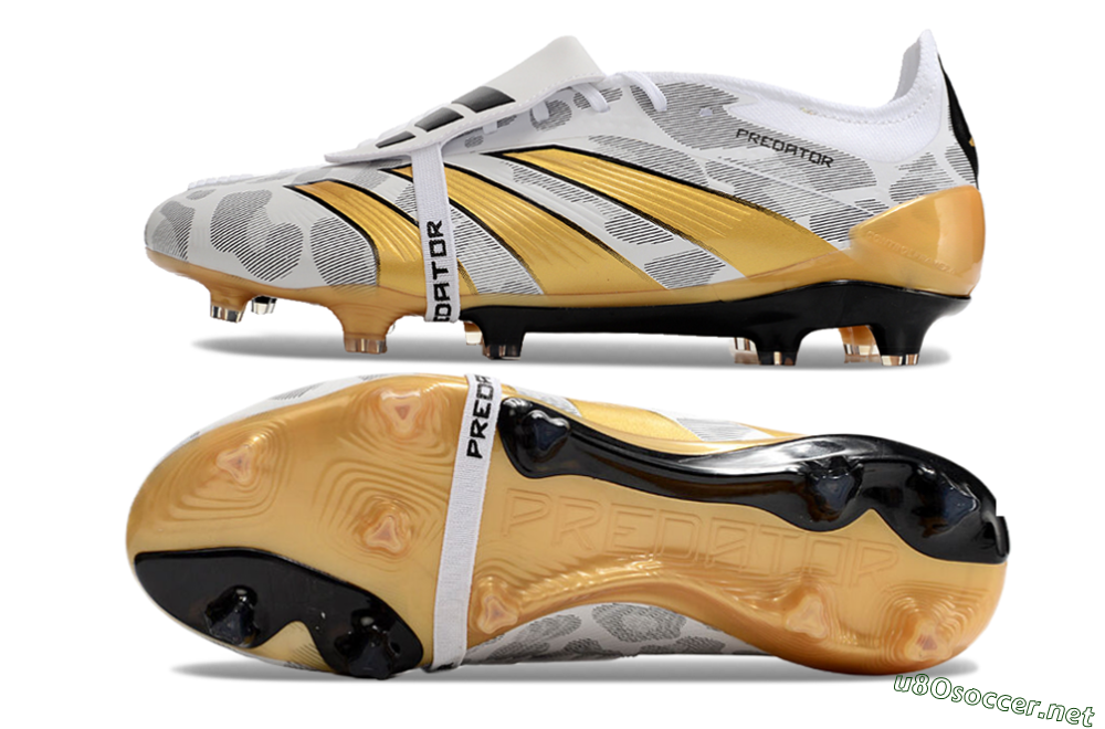 Men's Adidas Predator Elite Foldover Tongue FG Football Boots - White/Black/Gold 1