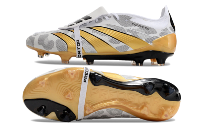 Men's Adidas Predator Elite Foldover Tongue FG Football Boots - White/Black/Gold